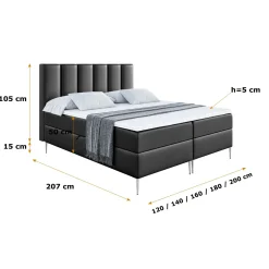 Łóżko kontynentalne z pojemnikiem, materacem i nóżkami BOXI1-FS 120x200 cm