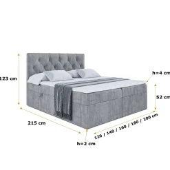 Łóżko kontynentalne z pojemnikiem i materacem H3 ROMAN - 120x200cm