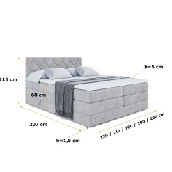 Łóżko kontynentalne z pojemnikiem i materacem H3|H4 CATOR KING 120x200 cm