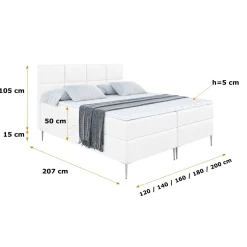 Łóżko kontynentalne z pojemnikiem, materacem i nóżkami ARDENI-FS 120x200 cm