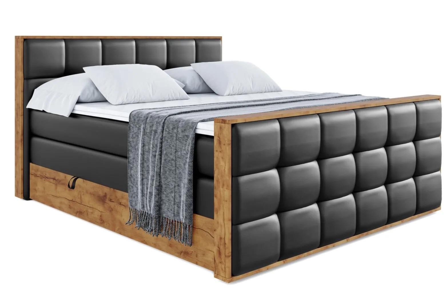 Łóżko kontynentalne z pojemnikiem i materacem H3|H4 LOLLI7-Z KING 120x200cm