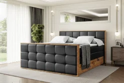 Łóżko kontynentalne z pojemnikiem i materacem H3|H4 LOLLI7-Z KING 120x200cm
