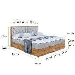 Łóżko kontynentalne z pojemnikiem i materacem H3 LOLLI6 - 120x200cm