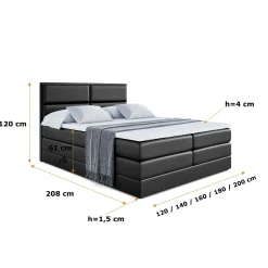 Łóżko kontynentalne z pojemnikiem i materacem H3|H4 AURA KING 120x200 cm
