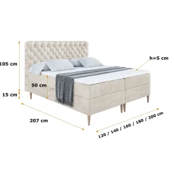 Łóżko kontynentalne z pojemnikiem, materacem i nóżkami BOXI8-FD 120x200 cm