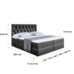 Łóżko kontynentalne z pojemnikiem i materacem AMAY-BZ - 120x200 cm