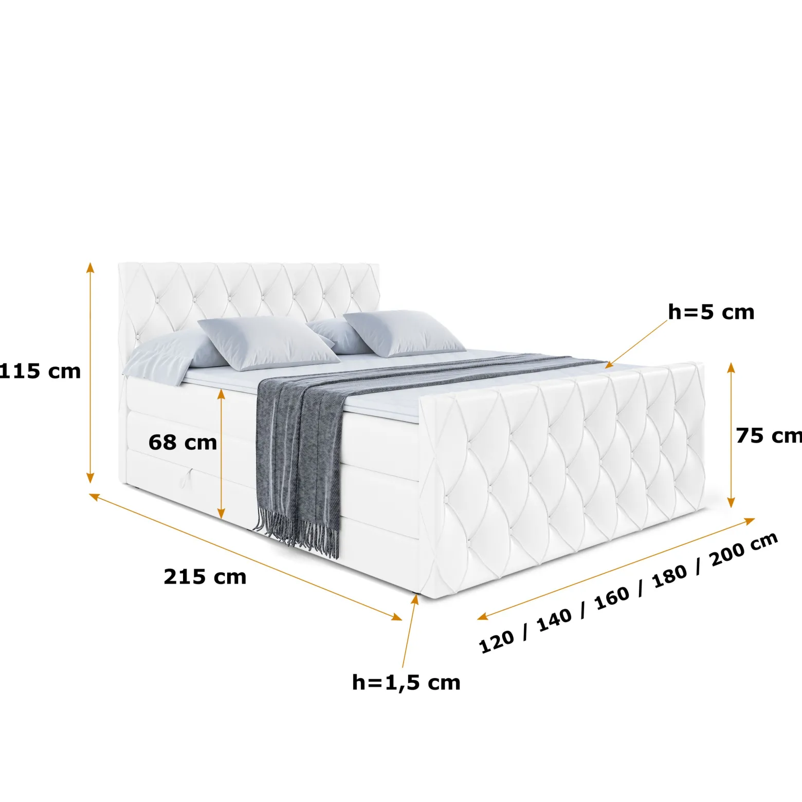Łóżko kontynentalne z pojemnikiem AMAY-Z KING - 120x200