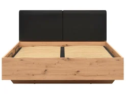 Łóżko Lamea 160x200 z pojemnikiem i stelażem otwieranym od frontu dąb artisan/czarny