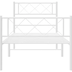 Łóżko Metalowe Rama Łóżka Ze Stelażem Do Pokoju Sypialni Biała 80x200 cm