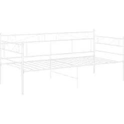 Łóżko Metalowe Rama Łóżka Ze Stelażem Do Pokoju Sypialni Biała 90x200 cm