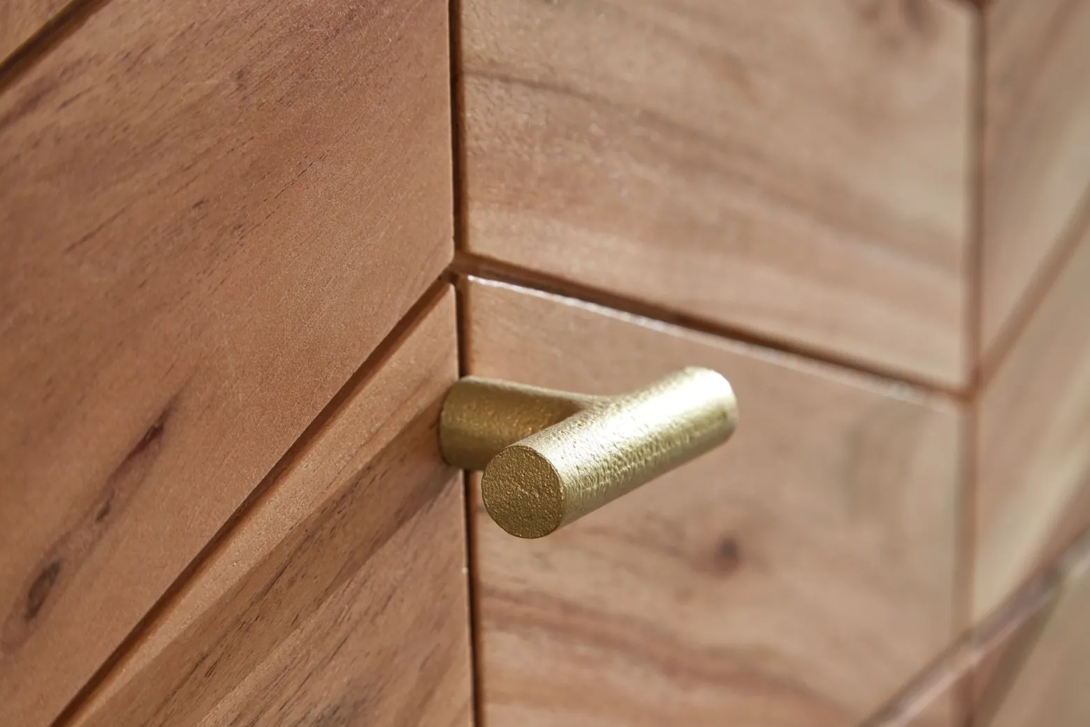Komoda 90 cm Drewno Akacjowe Metalowa Szafka 3 Szuflady do Salonu