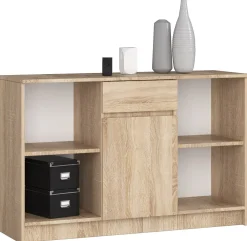 Komoda AKORD B17 Dąb Sonoma 120 cm mat 6 półek 120x40x77 cm