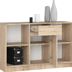 Komoda AKORD B17 Dąb Sonoma 120 cm mat 6 półek 120x40x77 cm