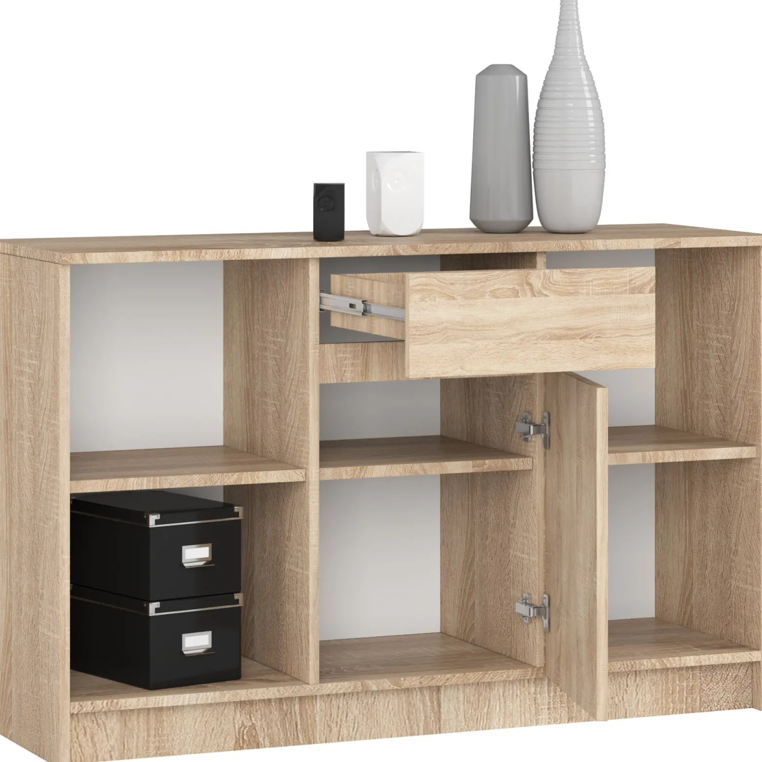 Komoda AKORD B17 Dąb Sonoma 120 cm mat 6 półek 120x40x77 cm