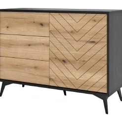 Komoda CRYSTAL 05 czarny / dąb evoke