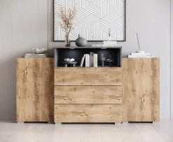 Komoda dwudrzwiowa Urban 150 cm szuflady - matera/kasztan