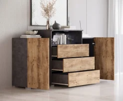 Komoda dwudrzwiowa Urban 150 cm szuflady - matera/kasztan