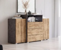 Komoda dwudrzwiowa Urban 150 cm szuflady - matera/kasztan