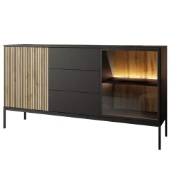 Komoda ECLIPSE KSZ154 z szufladami led czarny dąb wotan