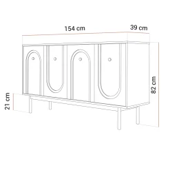 Komoda LIBERTY 4D na drewnianych nóżkach, czarny