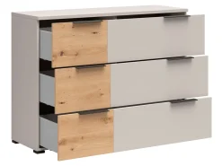 Komoda Lifora 120 cm z 3 szufladami dąb artisan/kaszmir