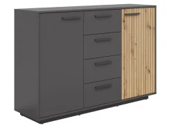 Komoda Lukas 139 cm z 2 drzwiami i 4 szufladami antracyt/dąb artisan