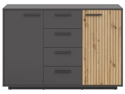 Komoda Lukas 139 cm z 2 drzwiami i 4 szufladami antracyt/dąb artisan