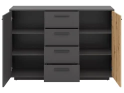 Komoda Lukas 139 cm z 2 drzwiami i 4 szufladami antracyt/dąb artisan