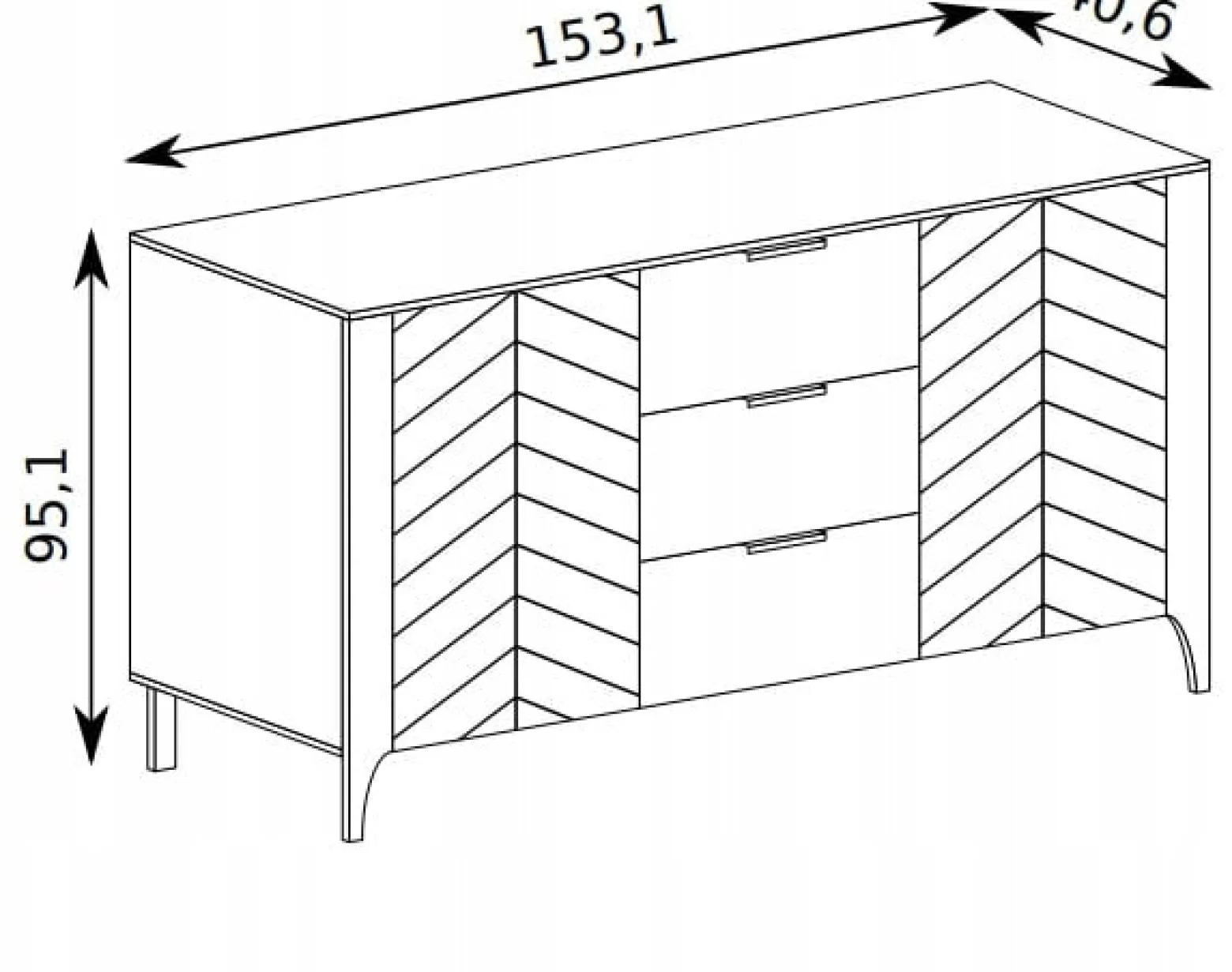 Komoda MALUBA 153 cm kaszmir z wzorem JODEŁKI
