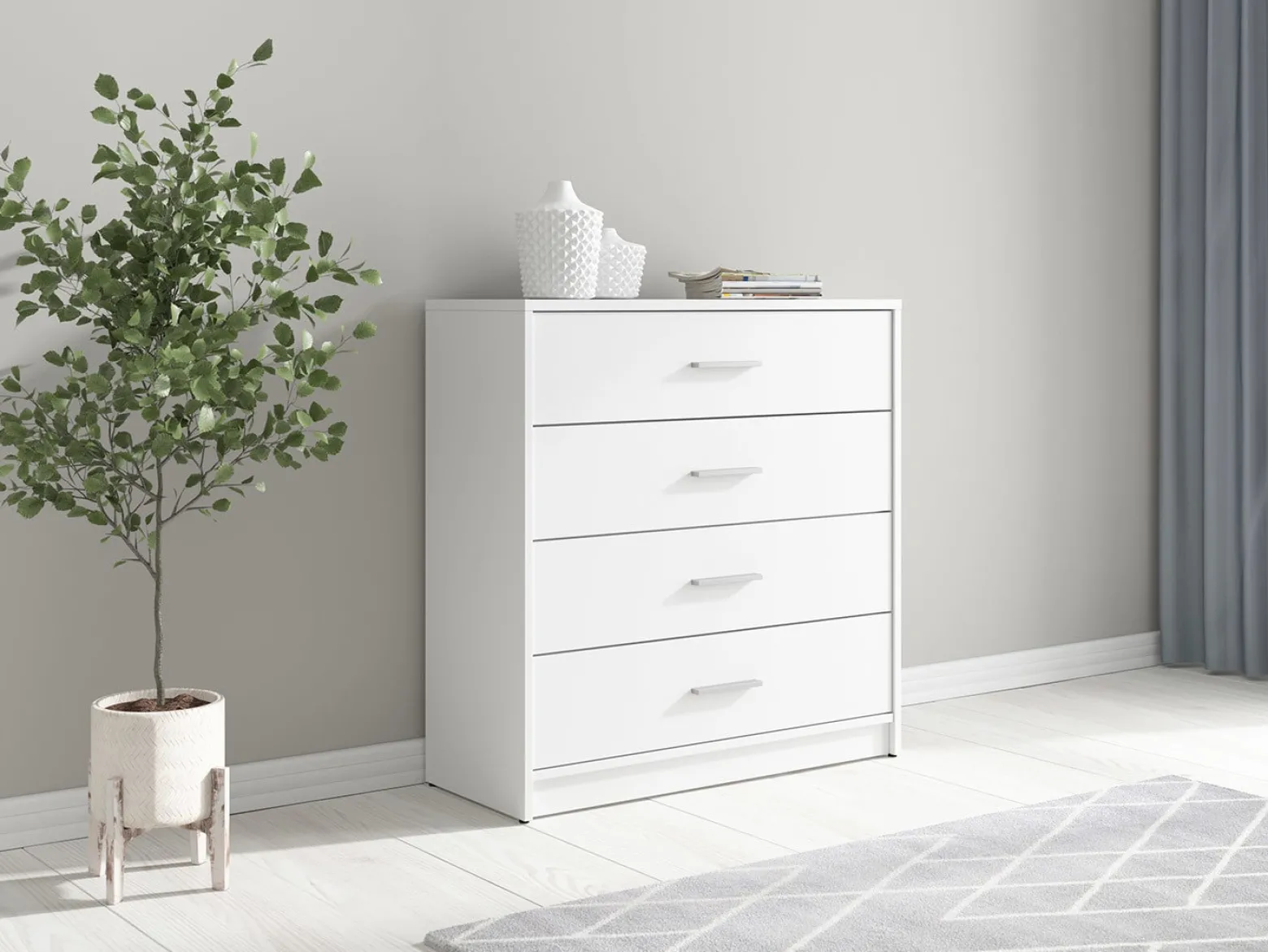 Komoda Nepo Plus 80 cm z 4 szufladami biały