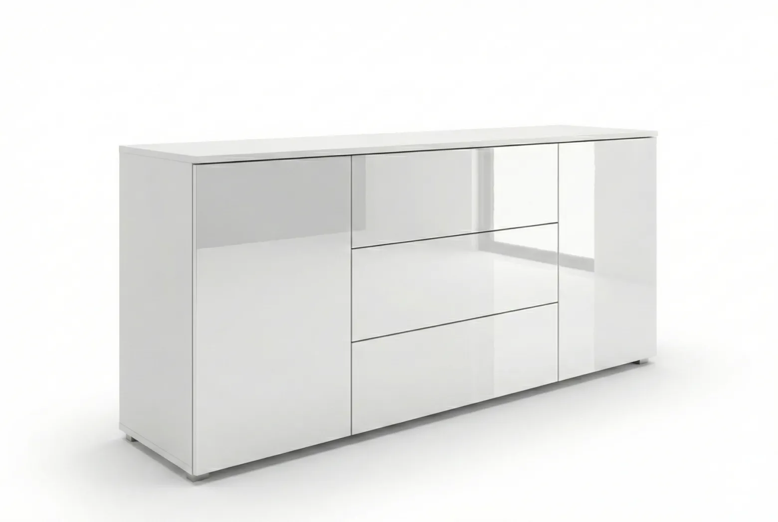 Komoda PARMA 150 cm, biały/biały połysk