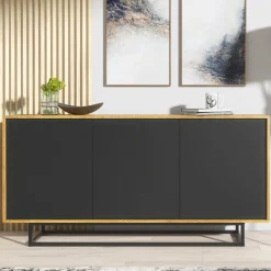 Komoda RTV 160cm Loft ONE FURNITURE Laminat Dębowy & Czarny