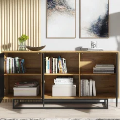 Komoda RTV 160cm Loft ONE FURNITURE Laminat Dębowy & Czarny