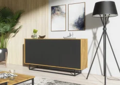 Komoda RTV 160cm Loft ONE FURNITURE Laminat Dębowy & Czarny