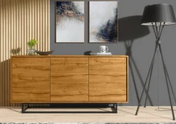 Komoda RTV 160cm Loft ONE FURNITURE Laminat Dębowy & Czarny