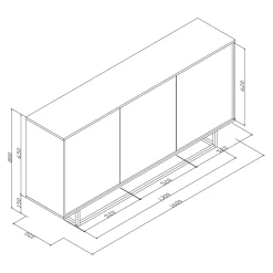 Komoda RTV 160cm Loft ONE FURNITURE Laminat Dębowy & Czarny
