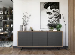 Komoda RTV Loft Industrialny szafka RTV Dąb wotan grafit MAT