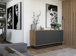 Komoda RTV Loft Industrialny szafka RTV Dąb wotan grafit MAT