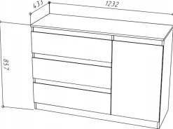 Komoda szafka CR3-T-7 grafit-wotan 1 drzwi 3 szuflady pojemny regał szafa