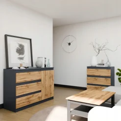 Komoda szafka CR3-T-7 grafit-wotan 1 drzwi 3 szuflady pojemny regał szafa