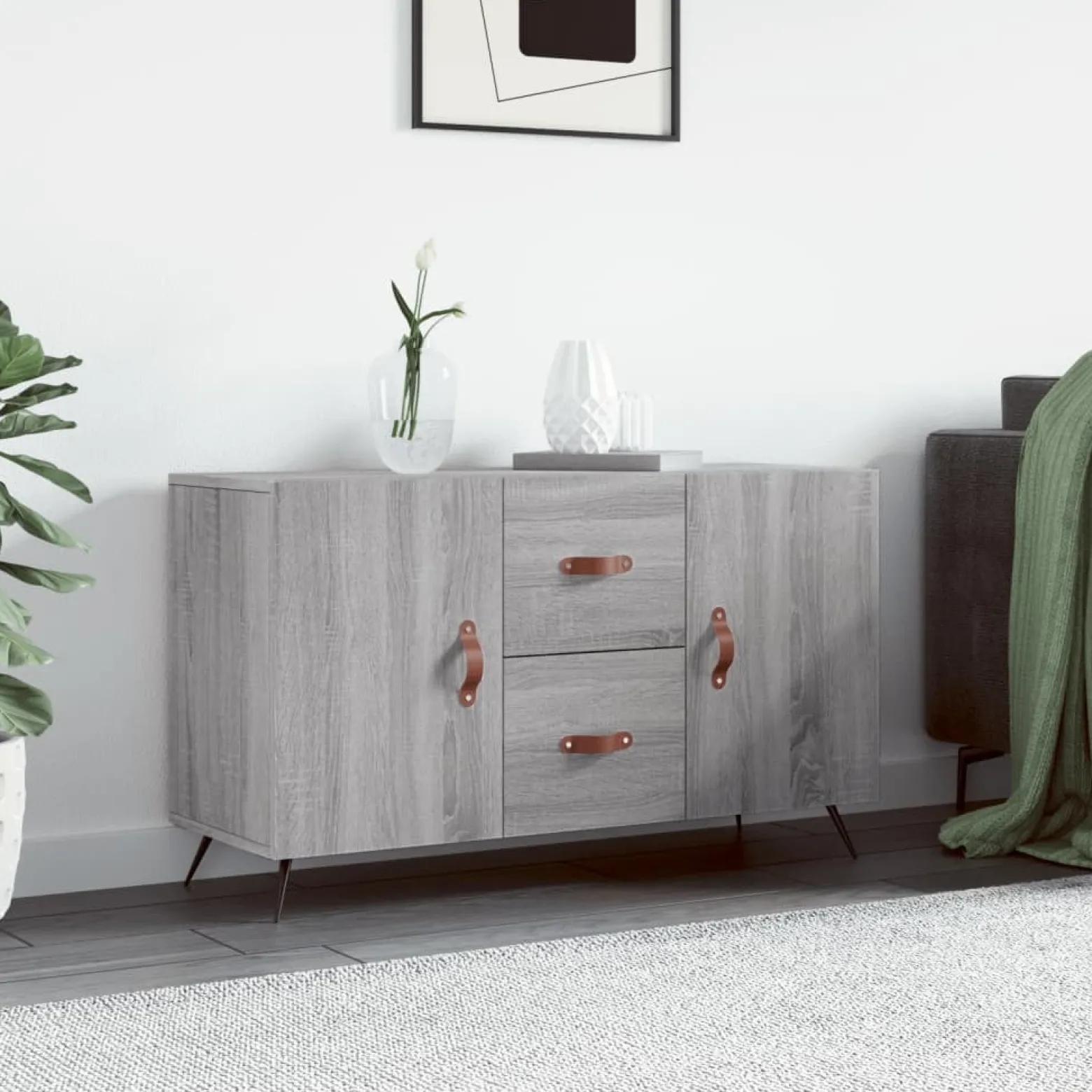 Komoda Szafka Stolik Półki Do Salonu Pokoju Szary Mat 100x36x60 cm