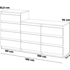 Komoda 10 szuflad szafka salon sypialnia 160cm biały wotan