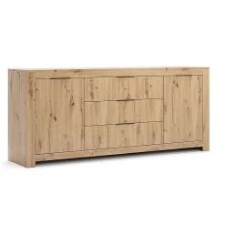 Komoda 3 szuflady 2 drzwiczki 87x200 cm Dąb Artisan