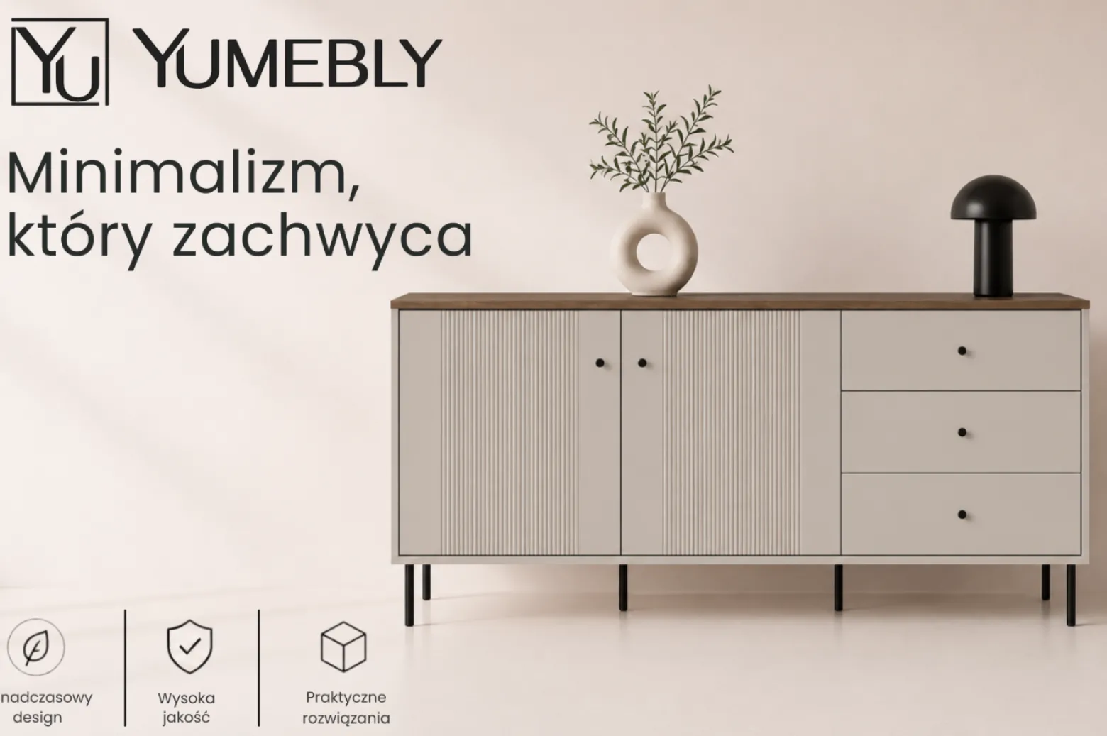 Komoda TIRAMISU KOM2D3S - Kaszmir/Dąb antyczny | 183,4x75,2x40 cm