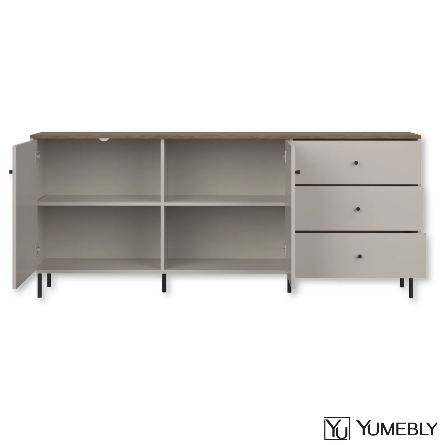 Komoda TIRAMISU KOM2D3S - Kaszmir/Dąb antyczny | 183,4x75,2x40 cm