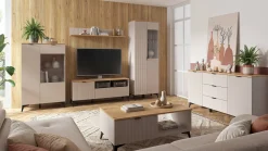 Komoda Velton 150 cm z 2 drzwiami i 3 szufladami kaszmir/dąb artisan