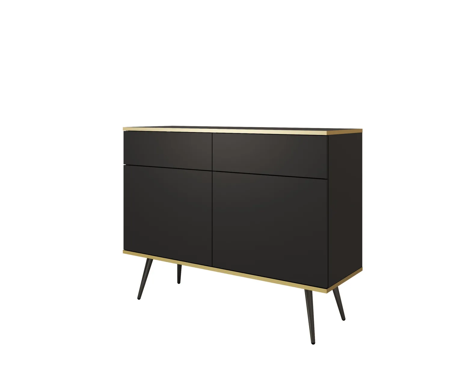 Komoda z szufladami ORINO 107cm czarny ze złotymi detalami/czarne nóżki