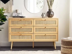 Komoda z 6 szufladami rattan plecionka boho