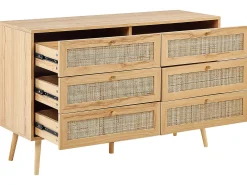 Komoda z 6 szufladami rattan plecionka boho