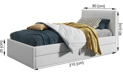 Łóżko młodzieżowe 80x200 Basic Toni, Beżowy, Szuflada